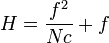 H=\frac{fˆ2}{N c}+f