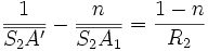 \frac{1}{\overline{S_2A'}}- \frac{n}{\overline{S_2A_1}}=\frac{1-n}{R_2}